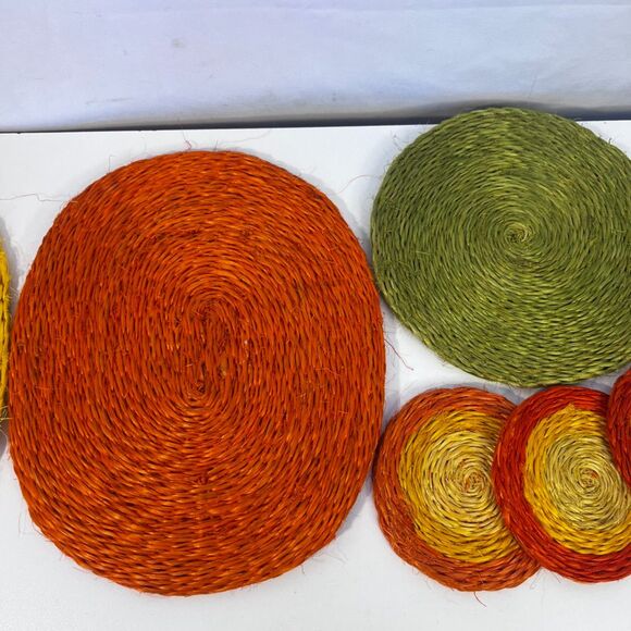 Abaca Fiber Hemp Trivets & Coasters Set of 9 MCM Retro VTG Home Decor Cottage - Picture 3 of 10